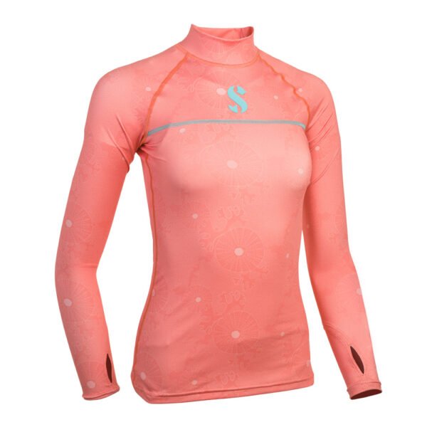 Scubapro-T-Flex-Long-Sleeve-Women-Coral.jpg Scubapro Coral T-Flex Long Sleeve Rash Guard UPF 50 – Lady